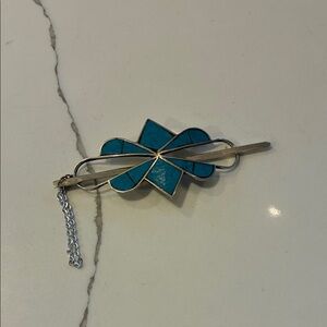 Turquoise Silver Hair Pin / Barret